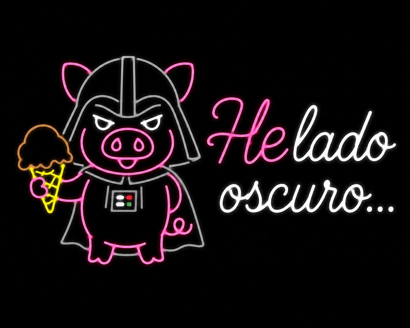 Letrero neón: Helado oscuro